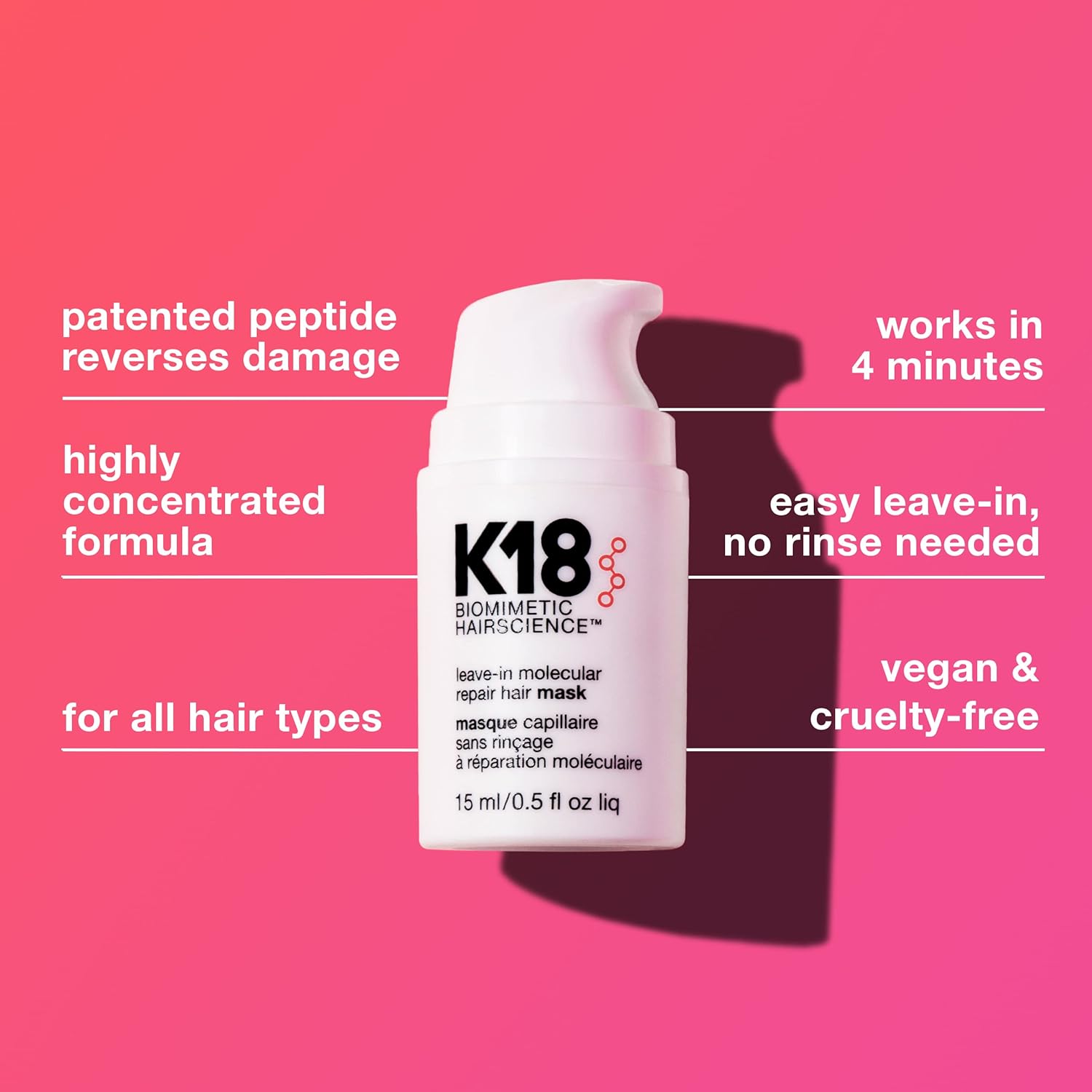 1759525962_K18-Leave-In-Molecular-Hair-Mask-Repairs-Dry-or-Damaged-Hair-Reverse-Hair-Damage-from-Bleach-Color-Chemical-Services-Heat.jpg K18 Leave-In Molecular Hair Mask, Repairs Dry or Damaged Hair, Reverse Hair Damage from Bleach, Color, Chemical Services & Heat - Image 5