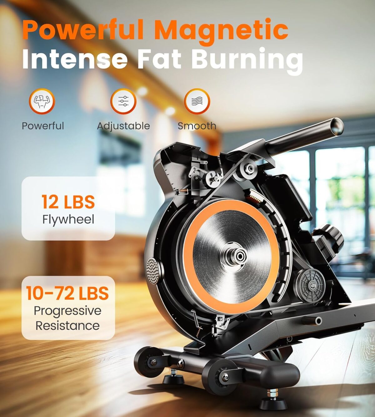 YOSUDA Magnetic/Water Rowing Machine for Home - Rower Machine Use with Bluetooth, App Supported, Rowing Machine for Taller Power Athletes, Comfortable Seat Cushion - Image 3