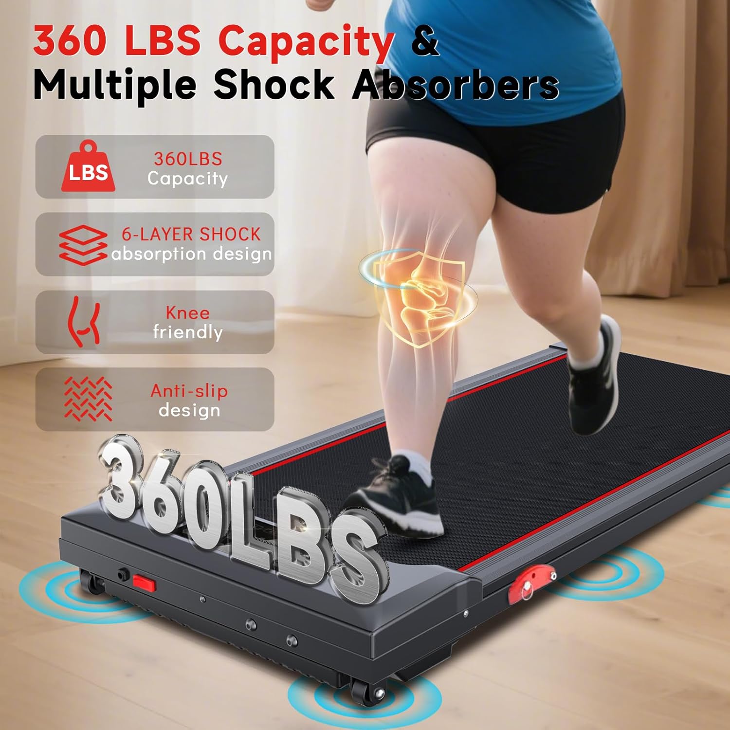 1759602011_Walking-Pad-Treadmill-with-Incline-and-Handle-Bar-7.5MPH-Under-Desk-Treadmill-for-Home-Office-360-Lbs-Capacity-Portable-Treadmills-with-Remote-Control-Led-Display.jpg Walking Pad Treadmill with Incline and Handle Bar, 7.5MPH Under Desk Treadmill for Home Office, 360 Lbs Capacity Portable Treadmills with Remote Control, Led Display - Image 4