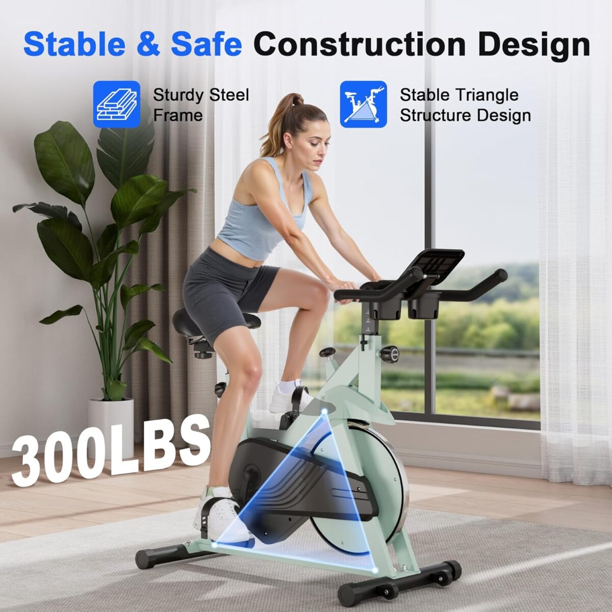 Superun Exercise Bike, Stationary Bikes for Home Gym with 32-Level Magnetic Resistance, 300LBS Capacity Indoor Cycling Bike with Comfortable Seat, LED Display - Image 3