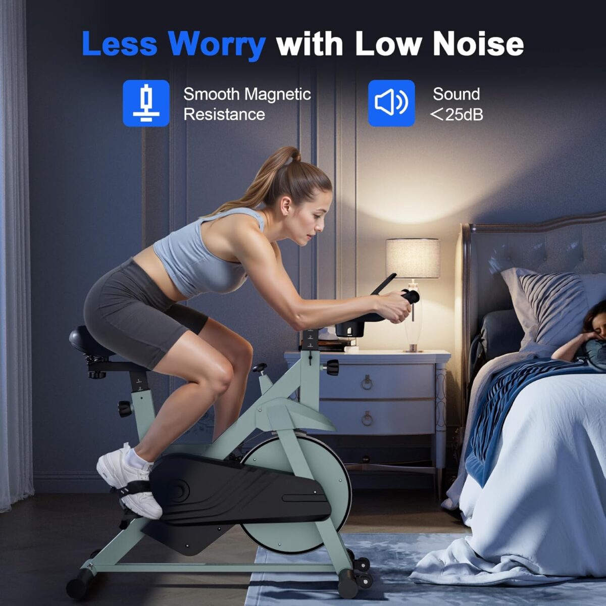 Superun Exercise Bike, Stationary Bikes for Home Gym with 32-Level Magnetic Resistance, 300LBS Capacity Indoor Cycling Bike with Comfortable Seat, LED Display - Image 4