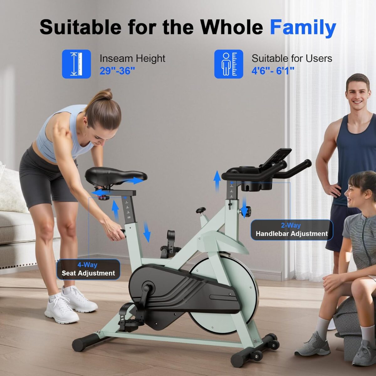 Superun Exercise Bike, Stationary Bikes for Home Gym with 32-Level Magnetic Resistance, 300LBS Capacity Indoor Cycling Bike with Comfortable Seat, LED Display - Image 5