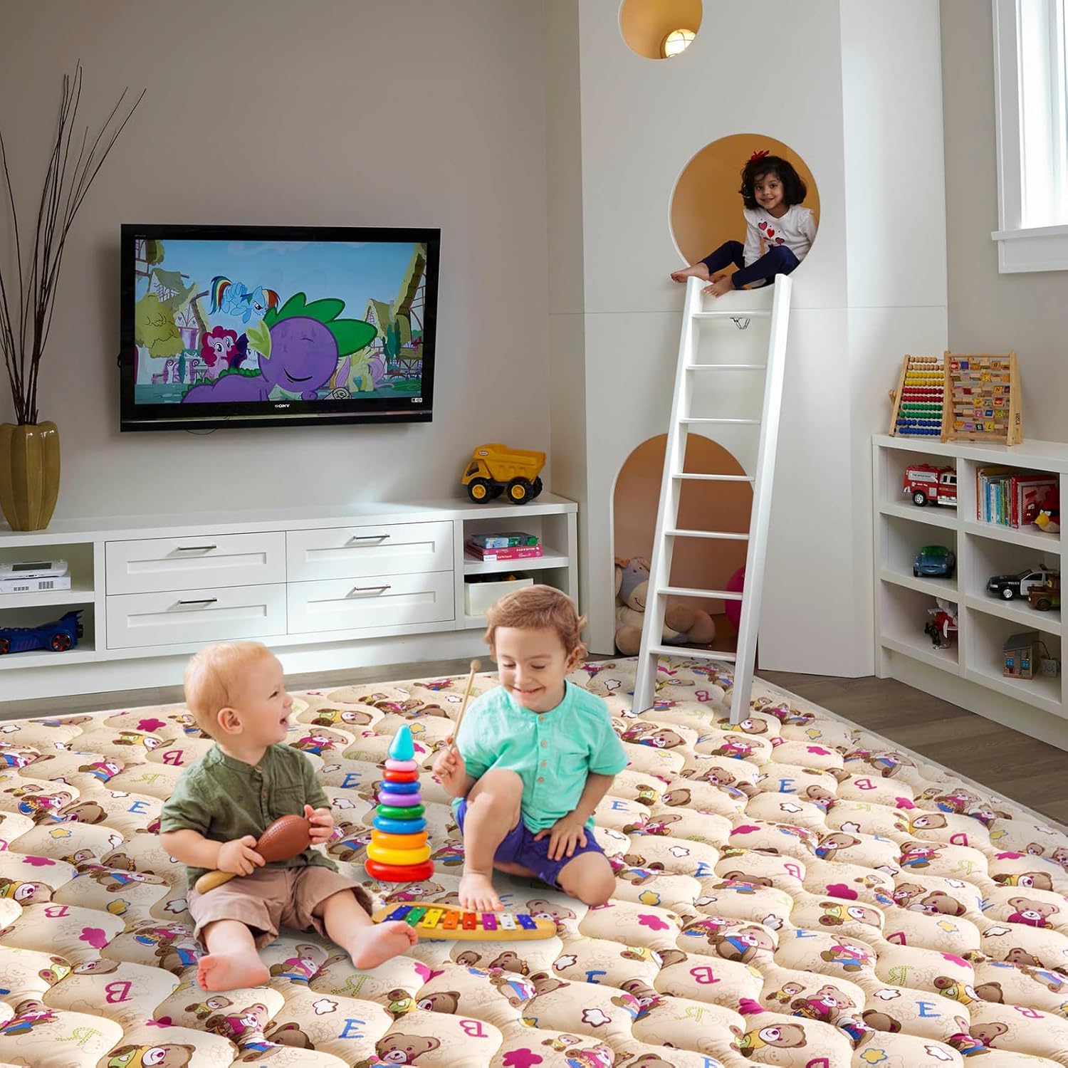 1759603727_Baby-Play-Mat-71-X-59Premium-Thicker-Foam-One-Piece-Crawling-Mat-Machine-Washable-Extra-Large-Anti-Slip-Activity-Playmat-for-Babies-Toddlers-Infants.jpg Baby Play Mat - 71" X 59",Premium Thicker Foam One-Piece Crawling Mat, Machine Washable, Extra Large Anti-Slip Activity Playmat for Babies, Toddlers & Infants - Image 6