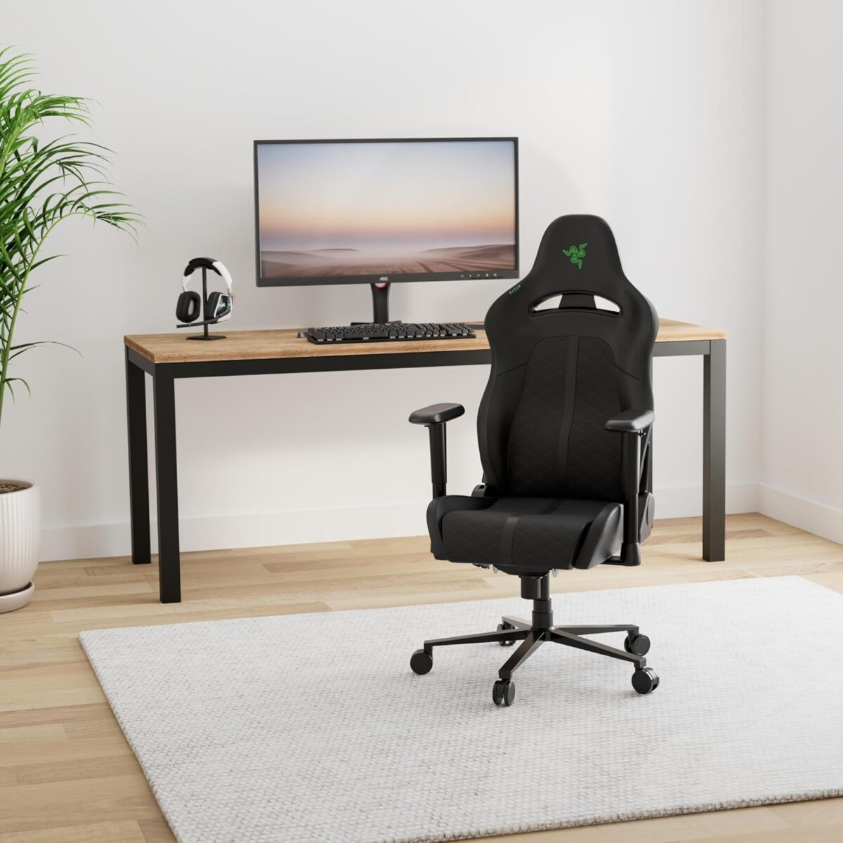 Razer Enki X Essential Gaming Chair: All-Day Comfort - Built-in Lumbar Arch - Optimized Cushion Density - Dual-Textured, Eco-Friendly Synthetic Leather - Adjustable 152-degree Recline - Black - Image 3