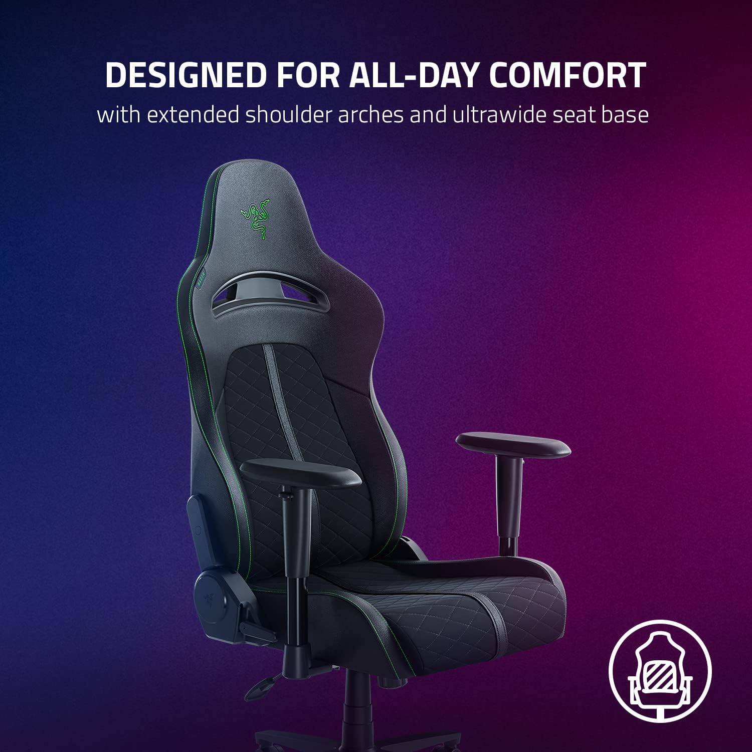 1759606214_Razer-Enki-X-Essential-Gaming-Chair-All-Day-Comfort-Built-in-Lumbar-Arch-Optimized-Cushion-Density-Dual-Textured-Eco-Friendly-Synthetic-Leather-Adjustable-152-degree-Recline-Black.jpg Razer Enki X Essential Gaming Chair: All-Day Comfort - Built-in Lumbar Arch - Optimized Cushion Density - Dual-Textured, Eco-Friendly Synthetic Leather - Adjustable 152-degree Recline - Black - Image 5