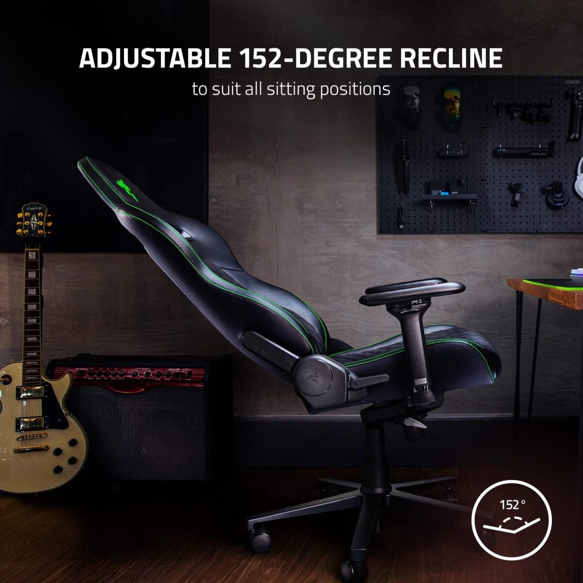 Razer Enki X Essential Gaming Chair: All-Day Comfort - Built-in Lumbar Arch - Optimized Cushion Density - Dual-Textured, Eco-Friendly Synthetic Leather - Adjustable 152-degree Recline - Black - Image 9