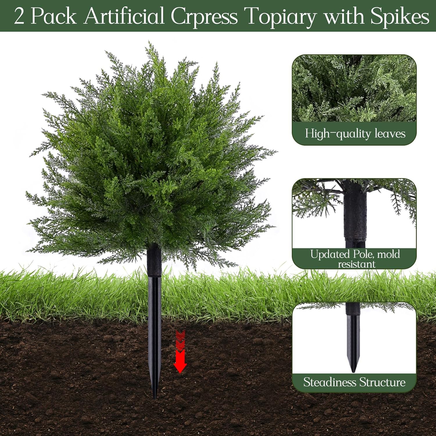 1759606995_23.6-Artificial-Cypress-Topiary-Outdoor-Plants-with-Spike-2-Pack-Faux-Cedar-Bushes-UV-Resistant-Fake-Shrubs-for-Front-Porch-Decor-Cedar-Topiary-Ball-Trees.jpg 23.6" Artificial Cypress Topiary Outdoor Plants with Spike, 2 Pack Faux Cedar Bushes UV Resistant Fake Shrubs for Front Porch Décor (Cedar Topiary Ball Trees) - Image 3