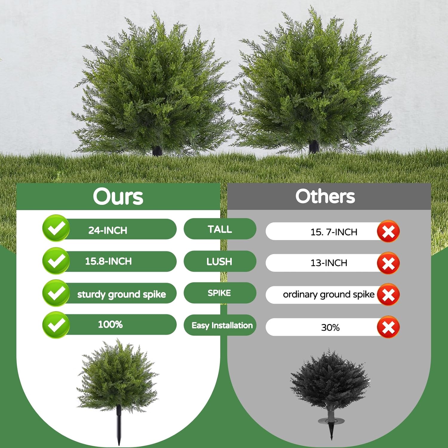 1759606997_23.6-Artificial-Cypress-Topiary-Outdoor-Plants-with-Spike-2-Pack-Faux-Cedar-Bushes-UV-Resistant-Fake-Shrubs-for-Front-Porch-Decor-Cedar-Topiary-Ball-Trees.jpg 23.6" Artificial Cypress Topiary Outdoor Plants with Spike, 2 Pack Faux Cedar Bushes UV Resistant Fake Shrubs for Front Porch Décor (Cedar Topiary Ball Trees) - Image 4