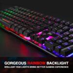 Rii RK100+ Multiple Color Rainbow LED Backlit Large Size USB Wired Mechanical Feeling Multimedia PC Gaming Keyboard,Office Keyboard for Working or Primer Gaming,Office Device - Image 5