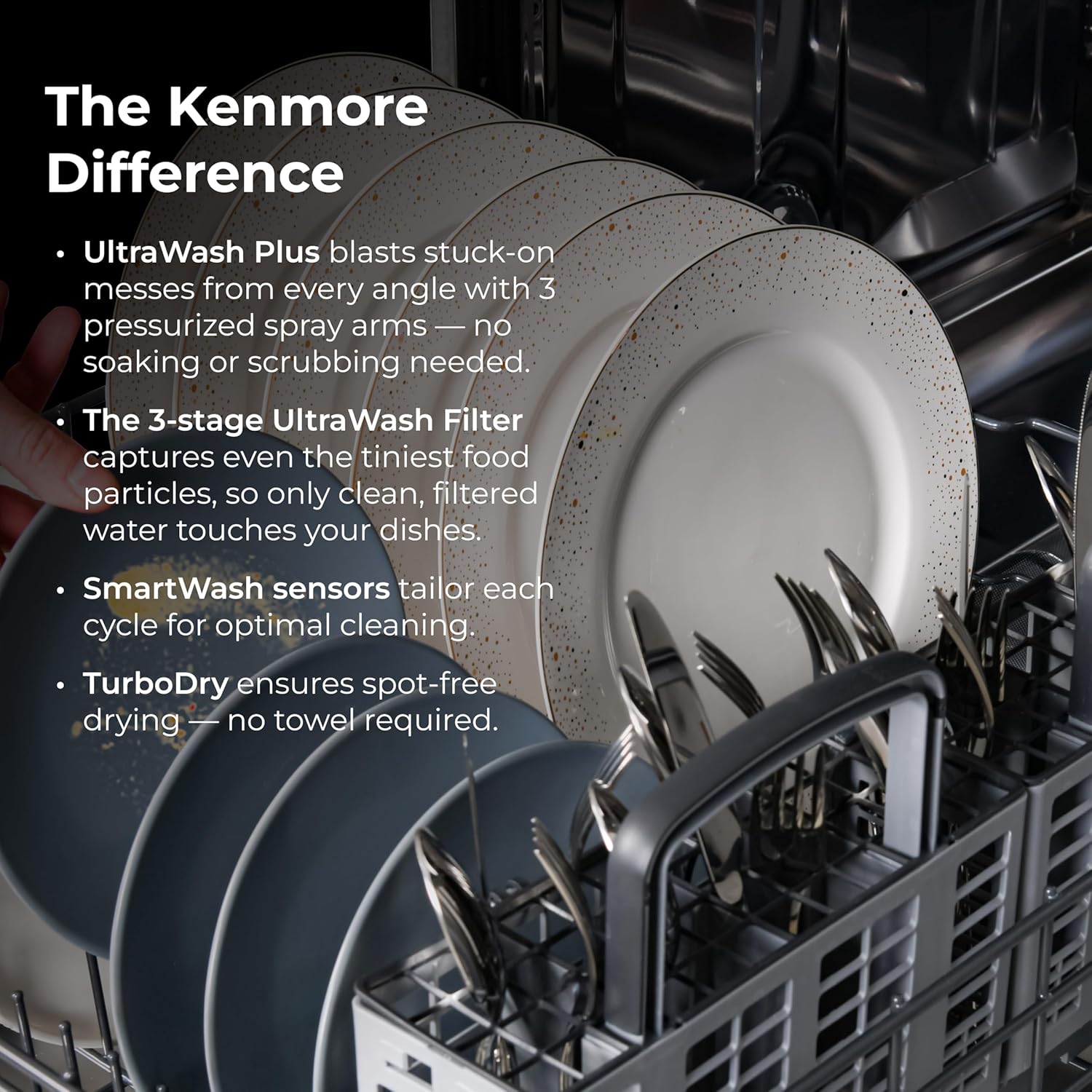 1759607266_Kenmore-24-Built-In-Dishwasher-Quiet-Tub-with-TurboDry-Leak-SmartWash-Soil-Detection-15-Place-Settings-49-DBA-ENERGY-STAR-Certified-Fingerprint-Resistant-Stainless-Steel.jpg Kenmore 24" Built-In Dishwasher - Quiet Tub with TurboDry, Leak, & SmartWash Soil Detection - 15 Place Settings - 49 DBA - ENERGY STAR Certified - Fingerprint Resistant Stainless Steel - Image 5