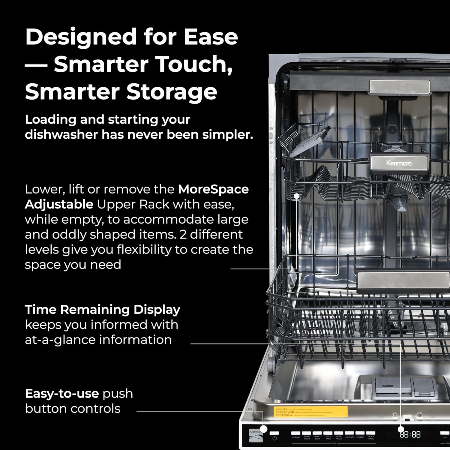 1759607268_Kenmore-24-Built-In-Dishwasher-Quiet-Tub-with-TurboDry-Leak-SmartWash-Soil-Detection-15-Place-Settings-49-DBA-ENERGY-STAR-Certified-Fingerprint-Resistant-Stainless-Steel.jpg Kenmore 24" Built-In Dishwasher - Quiet Tub with TurboDry, Leak, & SmartWash Soil Detection - 15 Place Settings - 49 DBA - ENERGY STAR Certified - Fingerprint Resistant Stainless Steel - Image 6