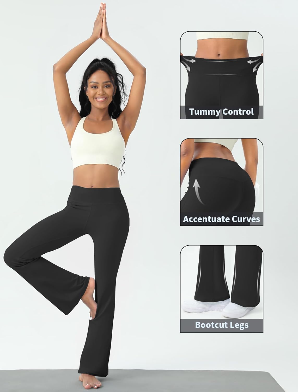 1759607821_Womens-Yoga-Pants-Bootcut-Flare-Leggings-Flared-Bell-Bottom-Leggings-High-Waisted-Workout-Pants-Tummy-Control.jpg Women's Yoga Pants Bootcut Flare Leggings Flared Bell Bottom Leggings High-Waisted Workout Pants Tummy Control - Image 5