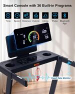 Auto Incline Treadmill, 20% Incline, 3.0HP, 10 MPH Running Machine, 18.5" Wide Belt, 350 lbs Capacity, Treadmill for Home with Bluetooth App - Image 3
