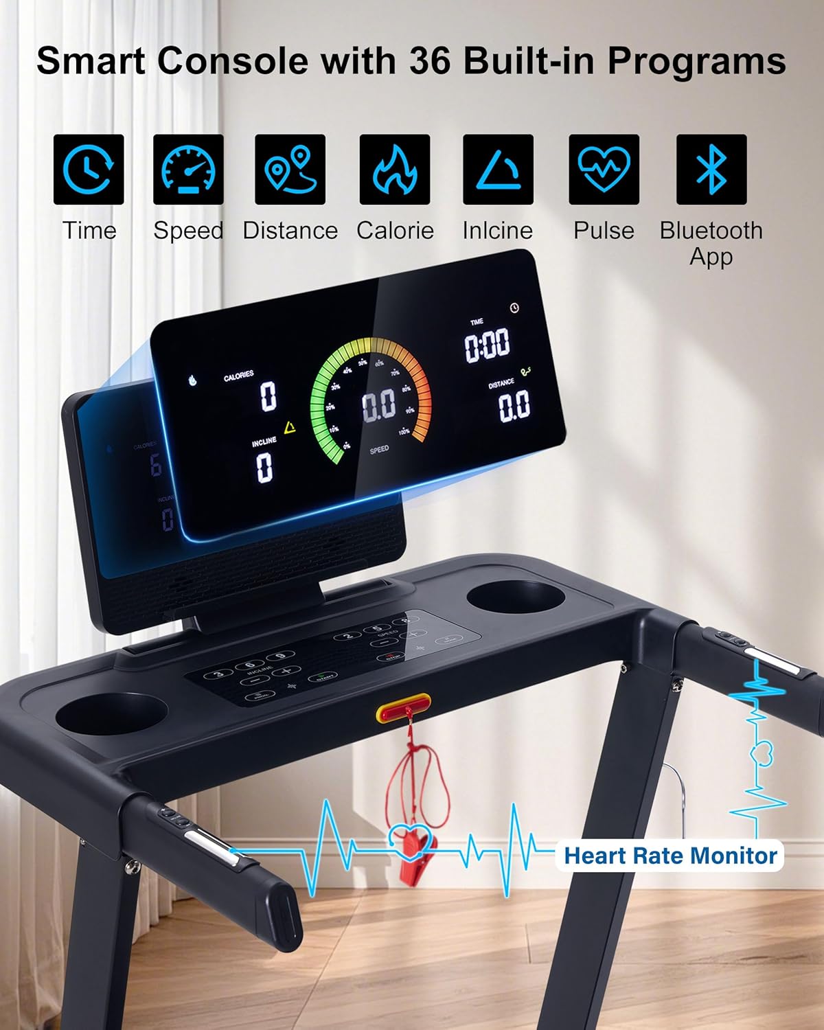1759688448_Auto-Incline-Treadmill-20-Incline-3.0HP-10-MPH-Running-Machine-18.5-Wide-Belt-350-lbs-Capacity-Treadmill-for-Home-with-Bluetooth-App.jpg Auto Incline Treadmill, 20% Incline, 3.0HP, 10 MPH Running Machine, 18.5" Wide Belt, 350 lbs Capacity, Treadmill for Home with Bluetooth App - Image 3