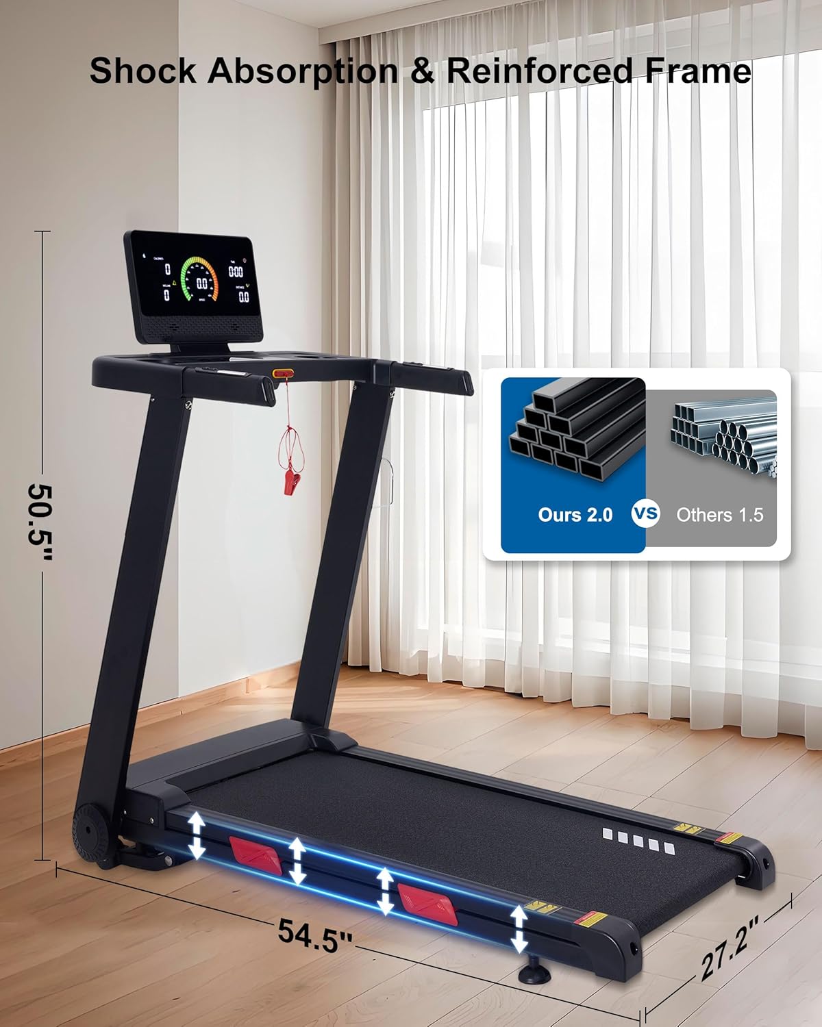 1759688452_Auto-Incline-Treadmill-20-Incline-3.0HP-10-MPH-Running-Machine-18.5-Wide-Belt-350-lbs-Capacity-Treadmill-for-Home-with-Bluetooth-App.jpg Auto Incline Treadmill, 20% Incline, 3.0HP, 10 MPH Running Machine, 18.5" Wide Belt, 350 lbs Capacity, Treadmill for Home with Bluetooth App - Image 6