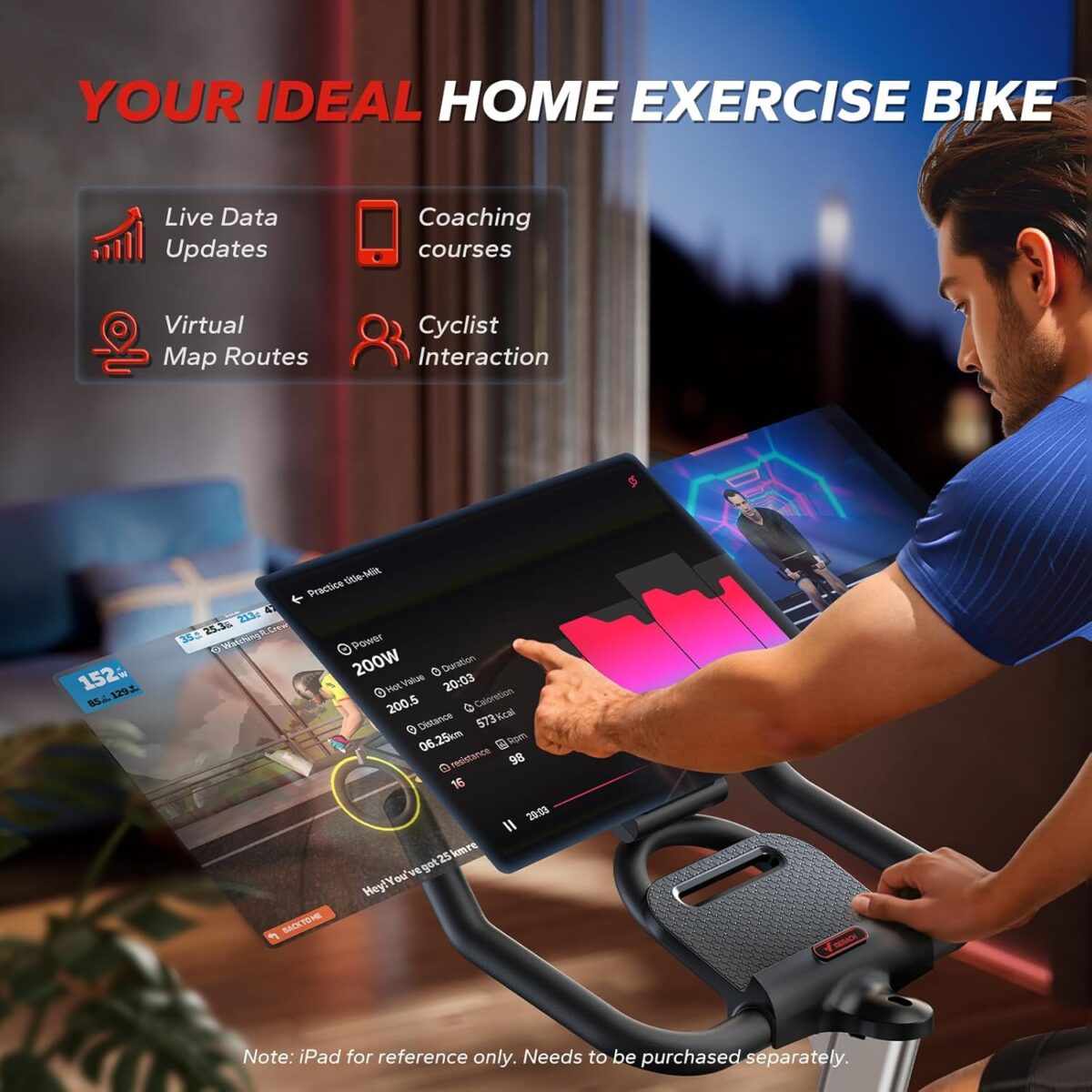 MERACH Magnetic Exercise Bike, Indoor Cycling Bike with Self-Developed App, 350 lbs Weight Capacity & 40 lbs Flywheel, Stationary Bike for Home Gym Fitness - Image 3