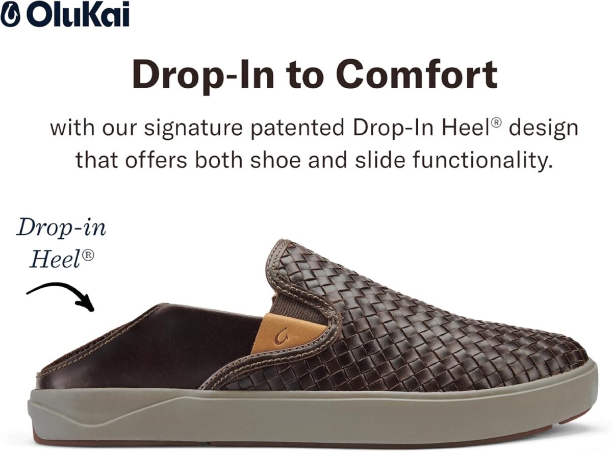 OLUKAI Lae'ahi Lauhala Men's Woven Leather Shoes, Versatile Everyday Leather Sneakers, Easy Slip On Design, All-Day Wear & Comfort - Image 3