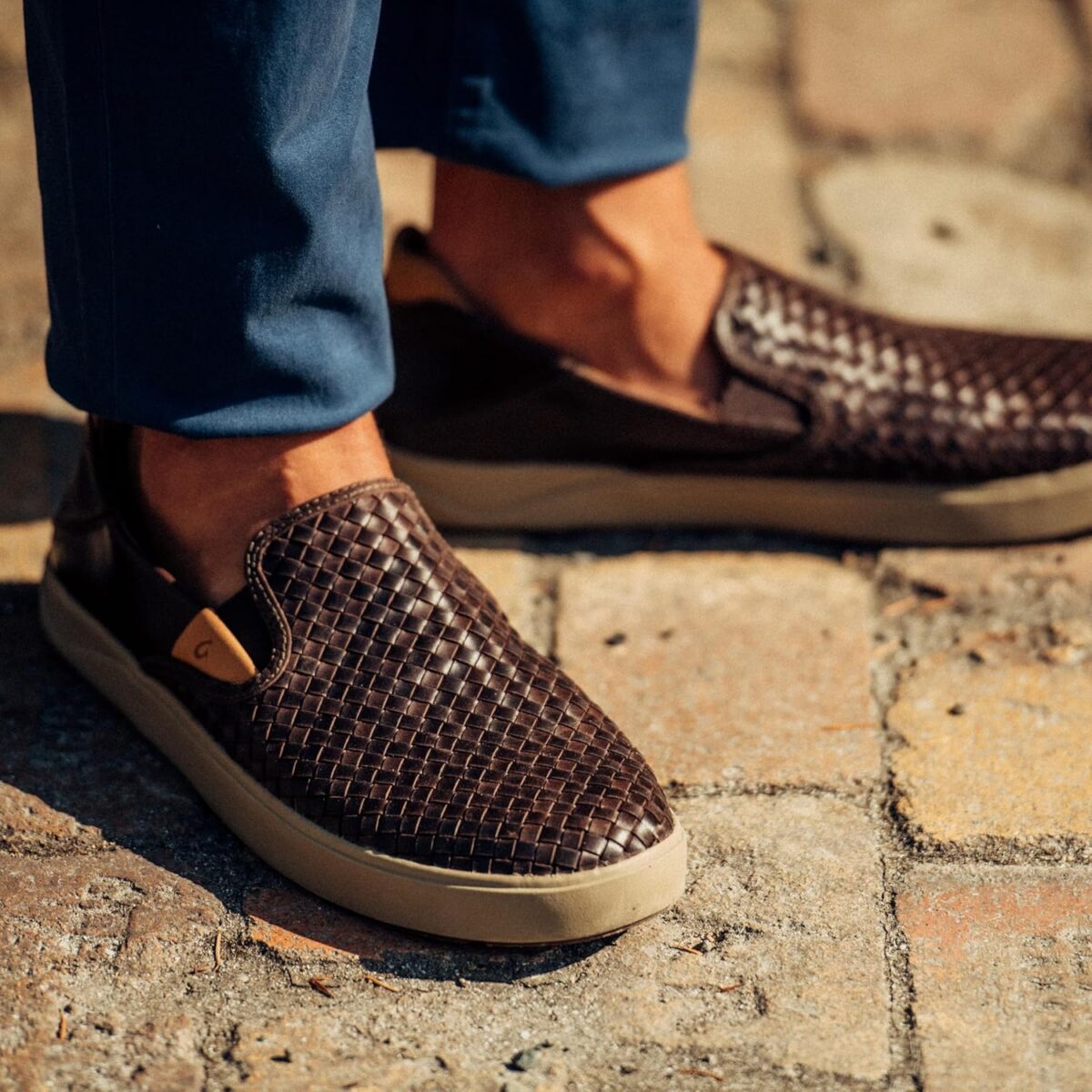 OLUKAI Lae'ahi Lauhala Men's Woven Leather Shoes, Versatile Everyday Leather Sneakers, Easy Slip On Design, All-Day Wear & Comfort - Image 5