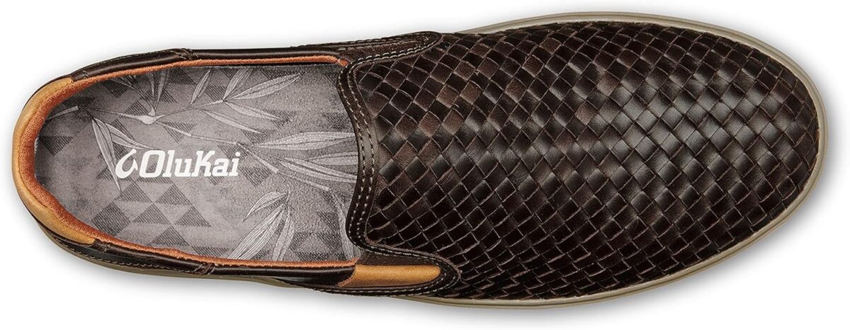 OLUKAI Lae'ahi Lauhala Men's Woven Leather Shoes, Versatile Everyday Leather Sneakers, Easy Slip On Design, All-Day Wear & Comfort - Image 7