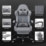 Gaming Chair, 400 lbs Adult Chair, High Back Computer Chair with Footrest and Linked Armrests, Office Video Game Chair with Lumbar Support (Grey) - Image 5
