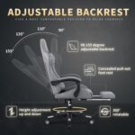 Gaming Chair, 400 lbs Adult Chair, High Back Computer Chair with Footrest and Linked Armrests, Office Video Game Chair with Lumbar Support (Grey) - Image 7