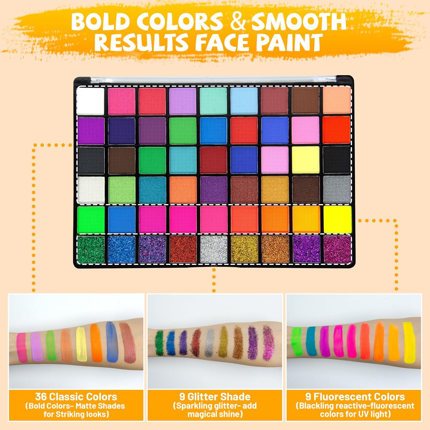1759693160_54-Colors-Face-Painting-Kit-for-Kids-Non-Toxic-Water-Activated-Face-Paint-Palette-Facepaint-Makeup-Kit-with-Brushes-Stencils-Gems-for-Festivals-Halloween-Carnival-Birthday-Parties.jpg 54 Colors Face Painting Kit for Kids, Non-Toxic Water Activated Face Paint Palette, Facepaint Makeup Kit with Brushes, Stencils, Gems, for Festivals, Halloween, Carnival, Birthday Parties - Image 5