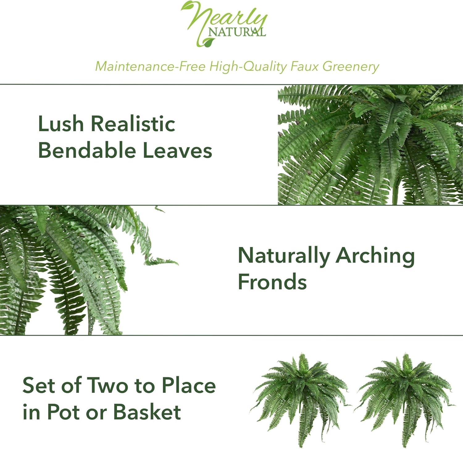 1759693533_Nearly-Natural-48-in-Artificial-Boston-Fern-Set-of-2-Large-Hanging-Fake-Plant-Wall-Decor-with-67-Fronds-Faux-Fern-Vines-that-Look-Real-for-Home-and-Office-Decor.jpg Nearly Natural 48-in Artificial Boston Fern, Set of 2, Large Hanging Fake Plant Wall Decor with 67 Fronds, Faux Fern Vines that Look Real for Home and Office Decor - Image 6