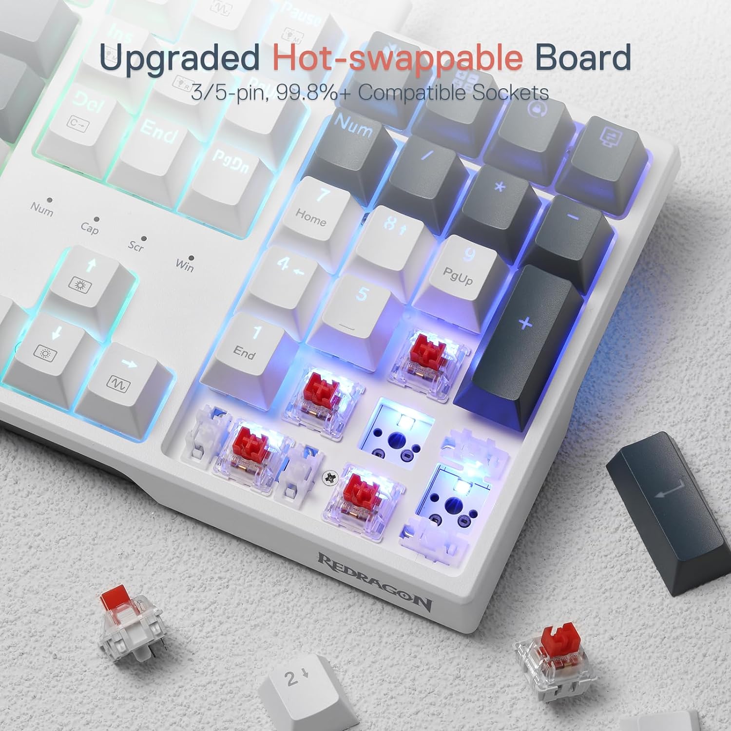 1759693644_Redragon-K668-RGB-Gaming-Keyboard-108-Keys-Wired-Mechanical-Keyboard-wExtra-4-Hotkeys-Sound-Absorbing-Foams-Upgraded-Hot-swappable-Socket-Mixed-Color-Keycaps-x-2-Sets-Red-Switch.jpg Redragon K668 RGB Gaming Keyboard, 108 Keys Wired Mechanical Keyboard w/Extra 4 Hotkeys, Sound Absorbing Foams, Upgraded Hot-swappable Socket, Mixed Color Keycaps x 2 Sets, Red Switch - Image 6
