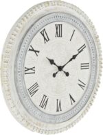 Deco 79 Wood Carved Beading Wall Clock, 22" x 1" x 22", White - Image 5