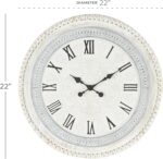 Deco 79 Wood Carved Beading Wall Clock, 22" x 1" x 22", White - Image 7