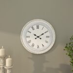 Deco 79 Wood Carved Beading Wall Clock, 22" x 1" x 22", White - Image 8