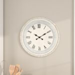 Deco 79 Wood Carved Beading Wall Clock, 22" x 1" x 22", White - Image 10