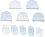 Newborn Baby Boy Girl Caps Mittens Socks Set Cotton Baby Essentials Accessories (Hats+Gloves+Socks) - Image 3