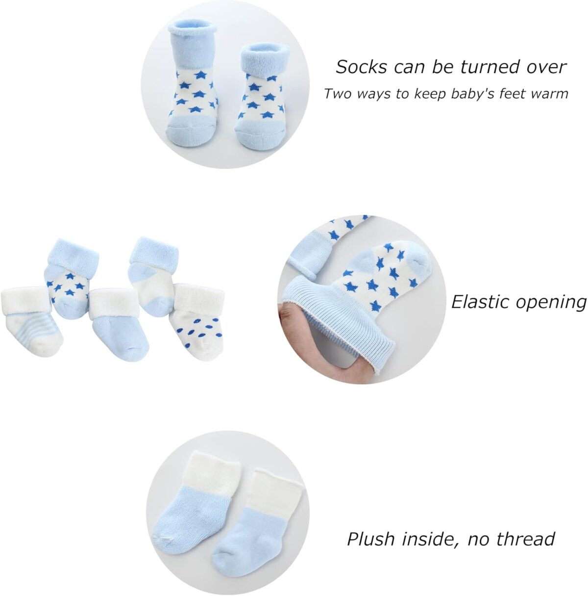 Newborn Baby Boy Girl Caps Mittens Socks Set Cotton Baby Essentials Accessories (Hats+Gloves+Socks) - Image 4