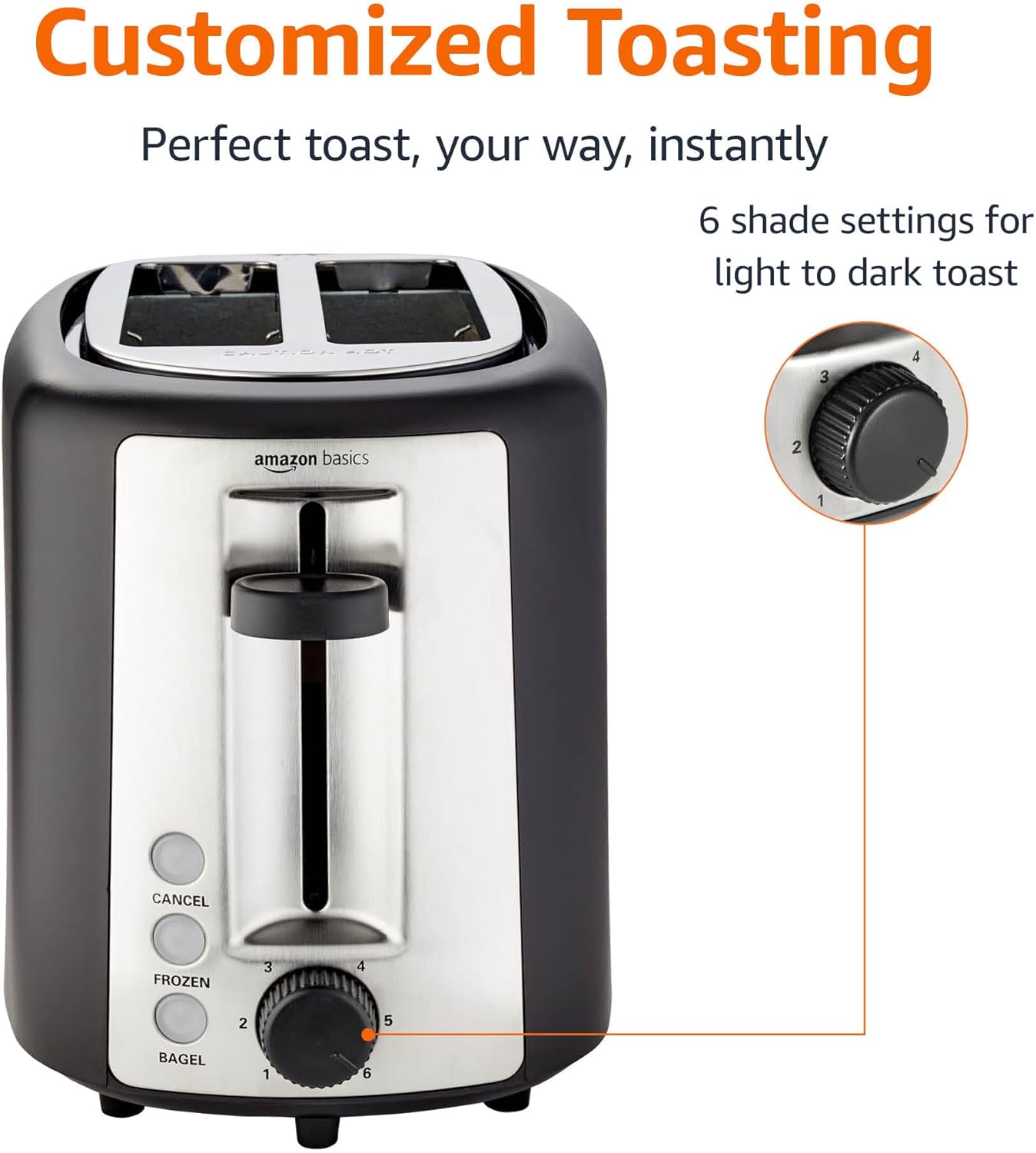 1759733305_Amazon-Basics-2-Slice-Toaster-With-6-Browning-Settings-Extra-Wide-Slots-For-Bagels-and-Special-Breads-Removable-Easy-to-Clean-Crumb-Tray-CancelDefrostBagel-Buttons-900W-Black-Silver.jpg Amazon Basics 2 Slice Toaster, With 6 Browning Settings, Extra Wide Slots For Bagels and Special Breads, Removable Easy-to-Clean Crumb Tray, Cancel/Defrost/Bagel Buttons, 900W, Black & Silver - Image 3