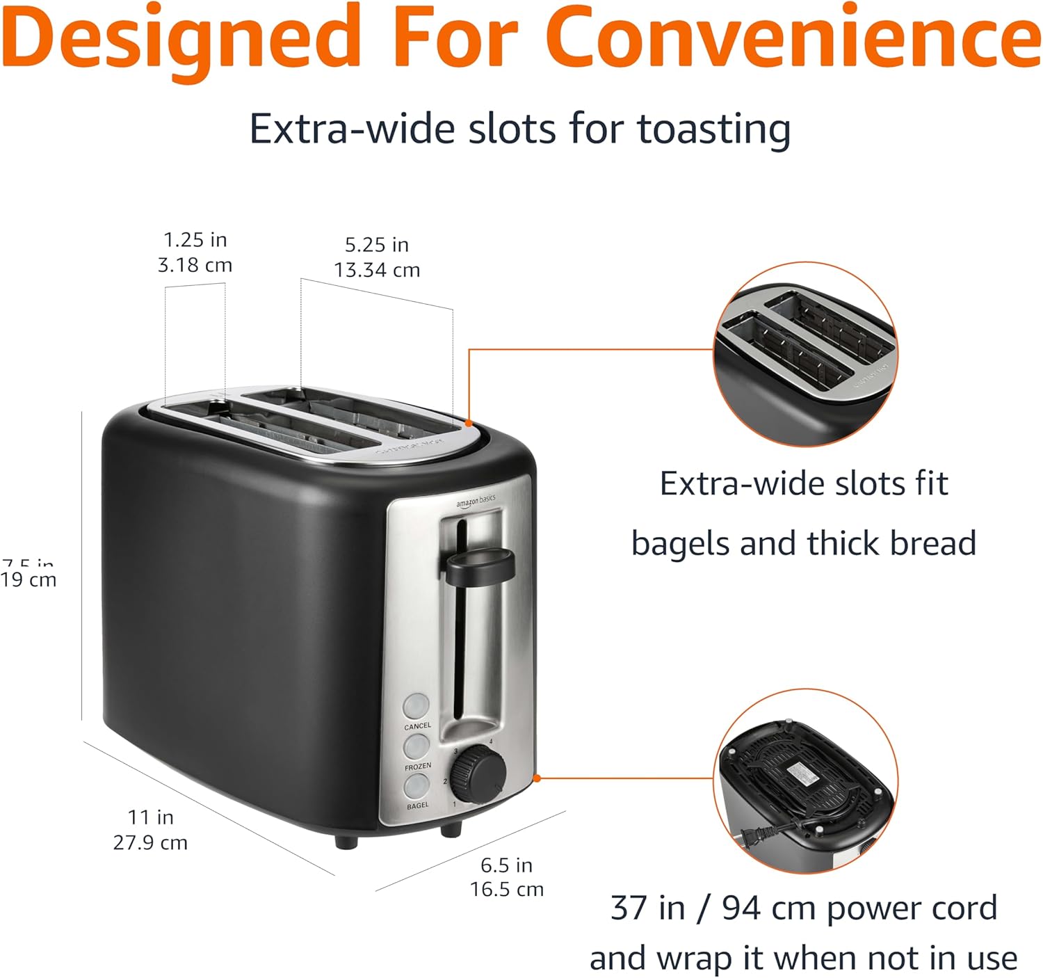 1759733306_Amazon-Basics-2-Slice-Toaster-With-6-Browning-Settings-Extra-Wide-Slots-For-Bagels-and-Special-Breads-Removable-Easy-to-Clean-Crumb-Tray-CancelDefrostBagel-Buttons-900W-Black-Silver.jpg Amazon Basics 2 Slice Toaster, With 6 Browning Settings, Extra Wide Slots For Bagels and Special Breads, Removable Easy-to-Clean Crumb Tray, Cancel/Defrost/Bagel Buttons, 900W, Black & Silver - Image 4