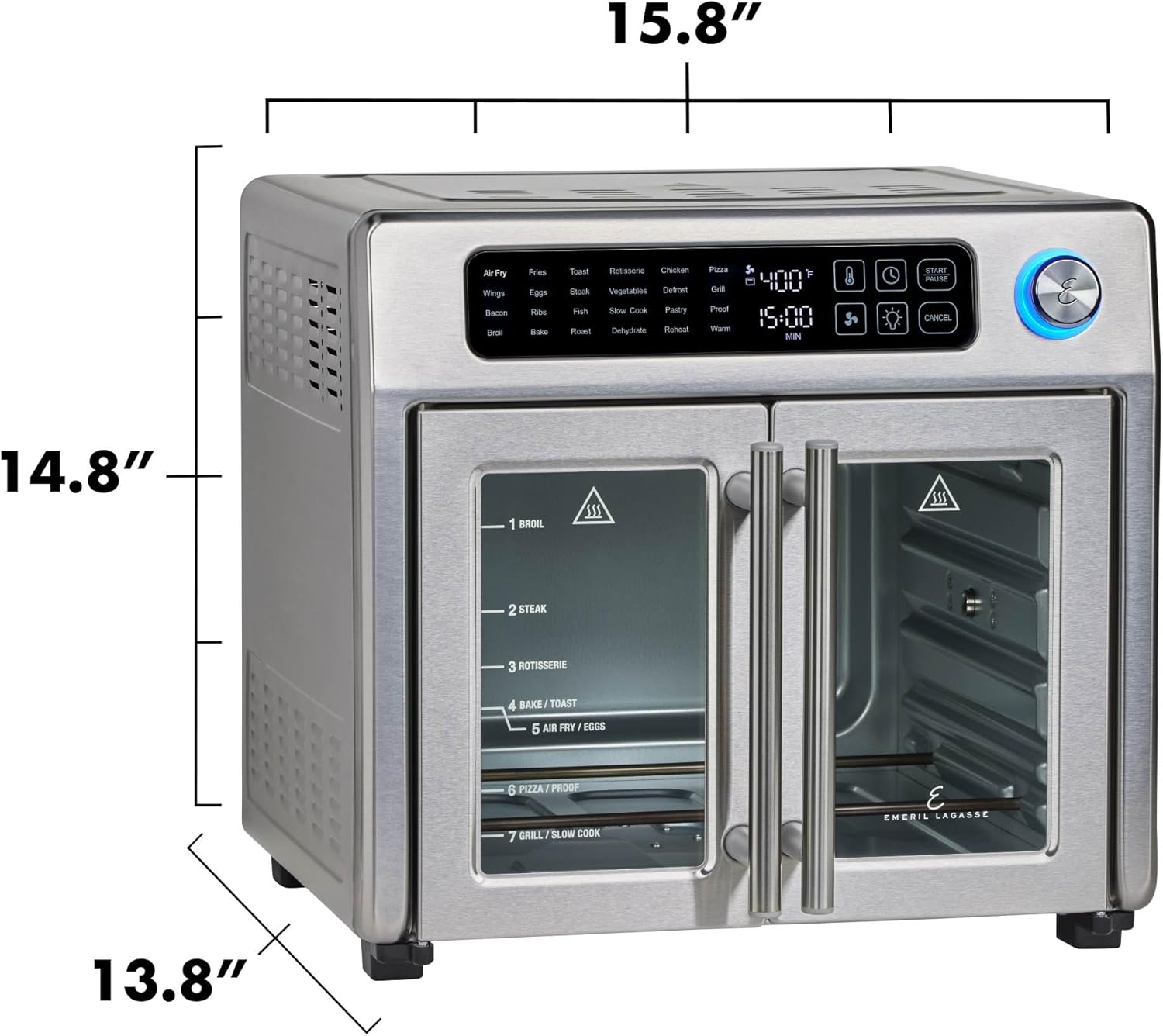 1759733334_Emeril-Lagasse-Extra-Large-French-Door-Air-Fryer-Toaster-Oven-Combo-24-Cooking-Functions-and-Digital-Controls-7-Accessories-Included-Stainless-Steel-Finish-26QT-Capacity.jpg Emeril Lagasse Extra Large French Door Air Fryer Toaster Oven Combo, 24 Cooking Functions and Digital Controls, 7 Accessories Included, Stainless Steel Finish, 26QT Capacity - Image 3