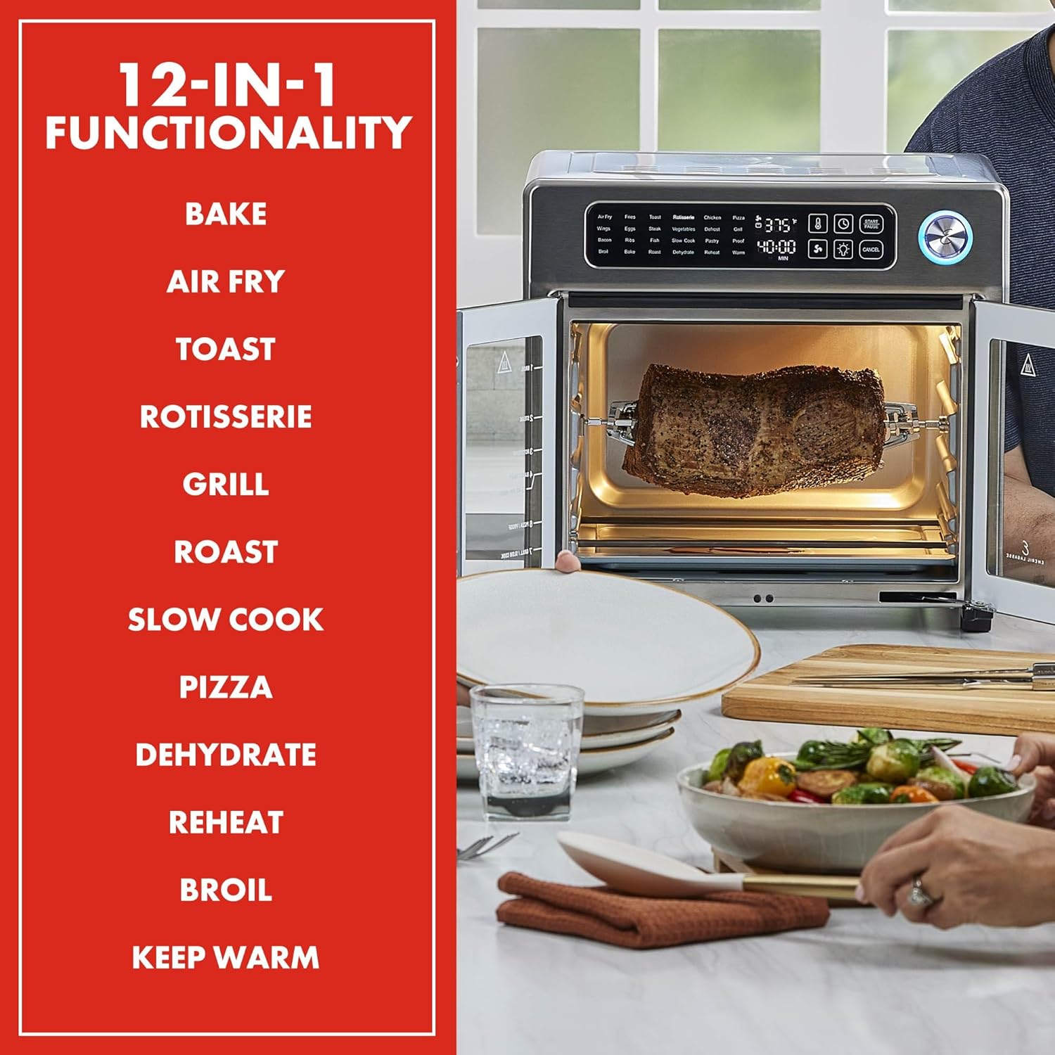 1759733336_Emeril-Lagasse-Extra-Large-French-Door-Air-Fryer-Toaster-Oven-Combo-24-Cooking-Functions-and-Digital-Controls-7-Accessories-Included-Stainless-Steel-Finish-26QT-Capacity.jpg Emeril Lagasse Extra Large French Door Air Fryer Toaster Oven Combo, 24 Cooking Functions and Digital Controls, 7 Accessories Included, Stainless Steel Finish, 26QT Capacity - Image 4