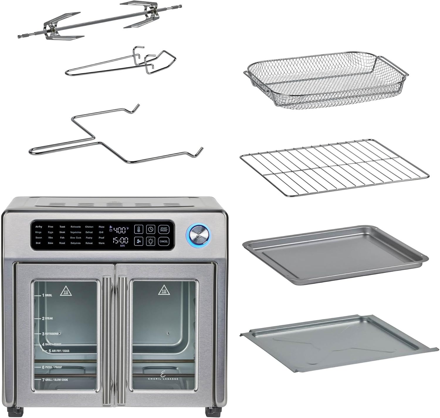1759733340_Emeril-Lagasse-Extra-Large-French-Door-Air-Fryer-Toaster-Oven-Combo-24-Cooking-Functions-and-Digital-Controls-7-Accessories-Included-Stainless-Steel-Finish-26QT-Capacity.jpg Emeril Lagasse Extra Large French Door Air Fryer Toaster Oven Combo, 24 Cooking Functions and Digital Controls, 7 Accessories Included, Stainless Steel Finish, 26QT Capacity - Image 6