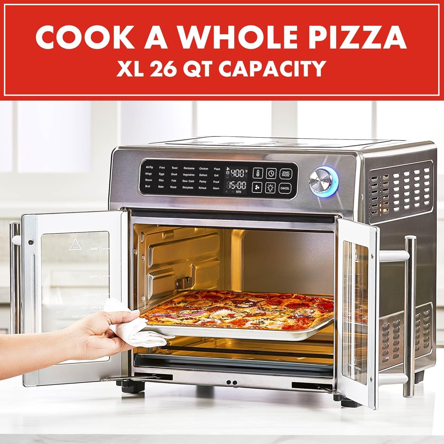 1759733343_Emeril-Lagasse-Extra-Large-French-Door-Air-Fryer-Toaster-Oven-Combo-24-Cooking-Functions-and-Digital-Controls-7-Accessories-Included-Stainless-Steel-Finish-26QT-Capacity.jpg Emeril Lagasse Extra Large French Door Air Fryer Toaster Oven Combo, 24 Cooking Functions and Digital Controls, 7 Accessories Included, Stainless Steel Finish, 26QT Capacity - Image 7