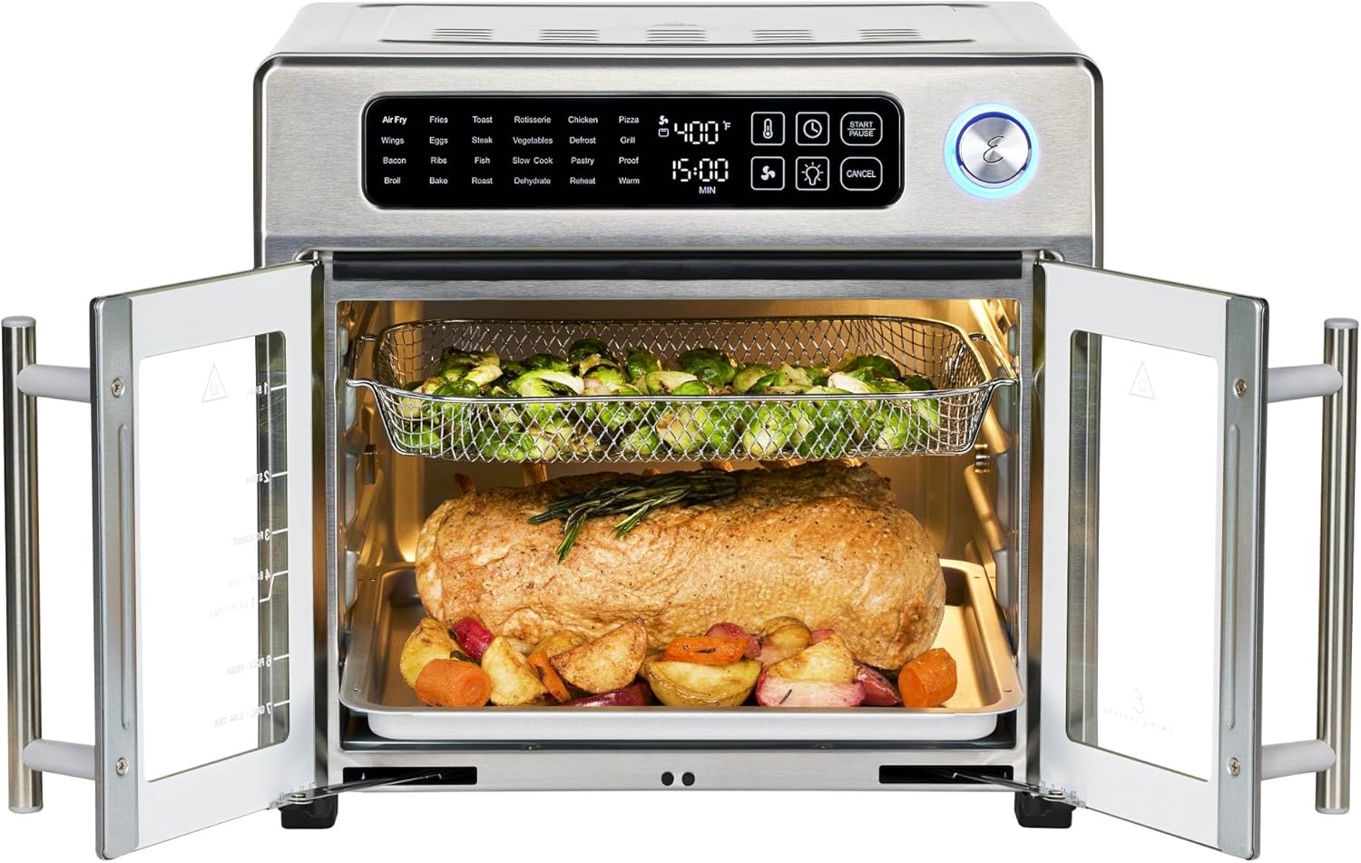 1759733348_Emeril-Lagasse-Extra-Large-French-Door-Air-Fryer-Toaster-Oven-Combo-24-Cooking-Functions-and-Digital-Controls-7-Accessories-Included-Stainless-Steel-Finish-26QT-Capacity.jpg Emeril Lagasse Extra Large French Door Air Fryer Toaster Oven Combo, 24 Cooking Functions and Digital Controls, 7 Accessories Included, Stainless Steel Finish, 26QT Capacity - Image 9