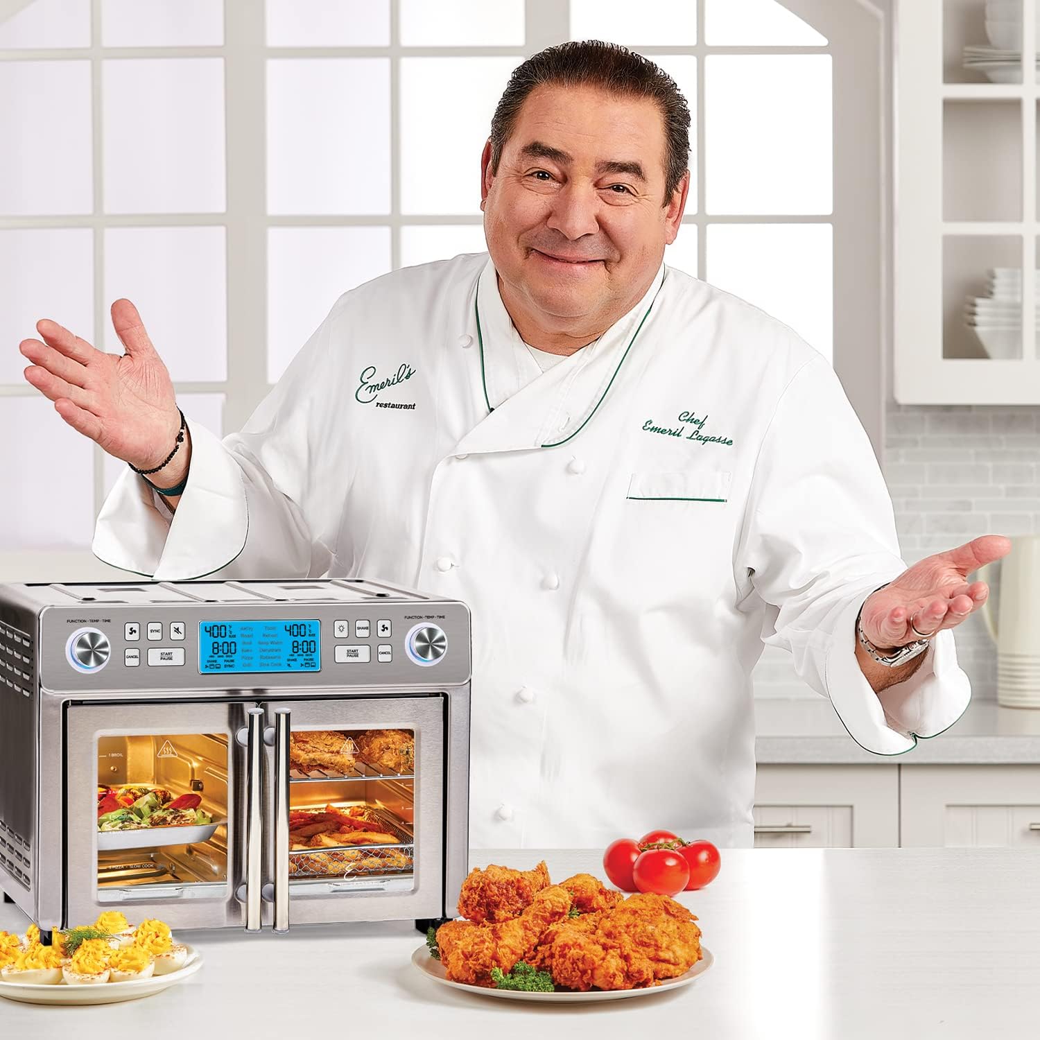 1759733368_Emeril-Lagasse-Dual-Zone-360-Air-Fryer-Oven-Combo-with-French-Door-25-QT-Extra-Large-Cook-Two-Foods-in-Different-Ways-Up-to-60-Faster-from-Frozen-to-Finish.jpg Emeril Lagasse Dual Zone 360 Air Fryer Oven Combo with French Door, 25 QT Extra Large, Cook Two Foods in Different Ways, Up to 60% Faster from Frozen to Finish - Image 3