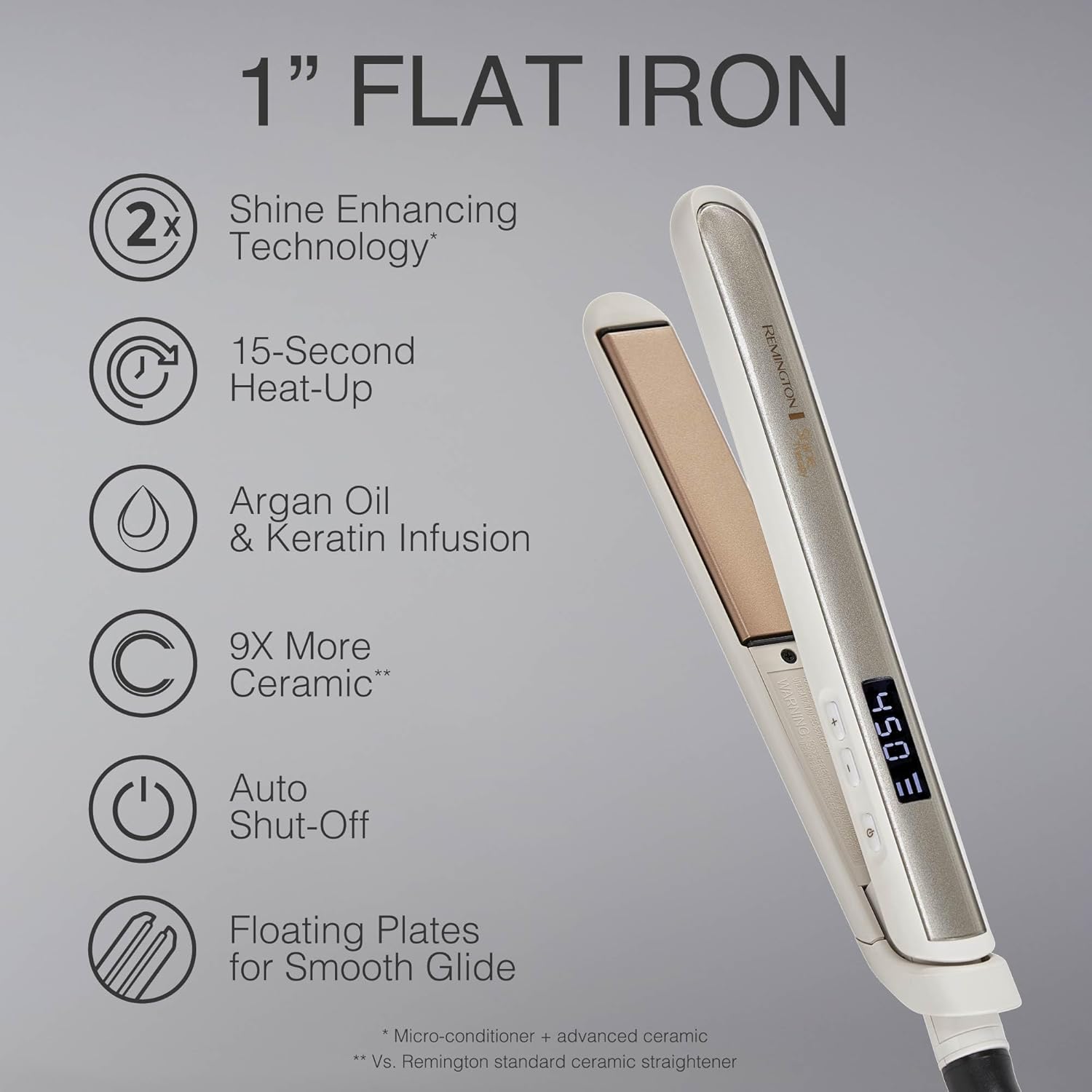 1759733418_Remington-Shine-Therapy-1-inch-Hair-Straightener-Iron-Flat-Iron-Infused-with-Argan-Oil-Keratin-Professional-Ceramic-Flat-Iron-for-Less-Frizz-Shines-and-Smooth-Styling-Tools.jpg Remington Shine Therapy 1 inch Hair Straightener Iron, Flat Iron Infused with Argan Oil & Keratin, Professional Ceramic Flat Iron for Less Frizz, Shines and Smooth, Styling Tools - Image 3