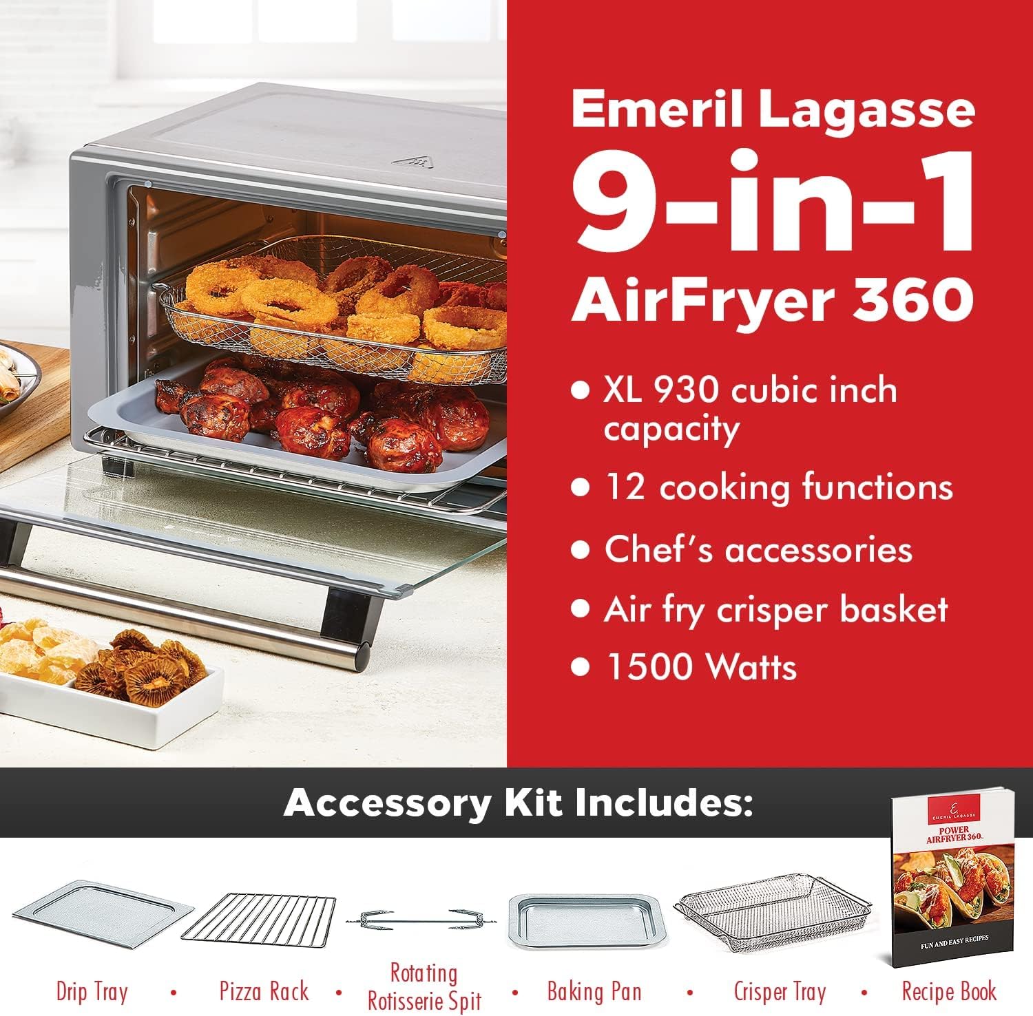 1759733518_Emeril-Lagasse-Everyday-360-Stainless-Steel-Air-Fryer-360°-Quick-Cook-Technology-XL-capacity-9-in-1-12-Pre-Set-Cooking-Functions-including-Bake-Rotisserie-Broil-Pizza-Slow-Cook-Toaster.jpg Emeril Lagasse Everyday 360 Stainless Steel Air Fryer, 360° Quick Cook Technology, XL capacity, 9-in-1, 12 Pre-Set Cooking Functions including Bake, Rotisserie, Broil, Pizza, Slow Cook, Toaster - Image 3