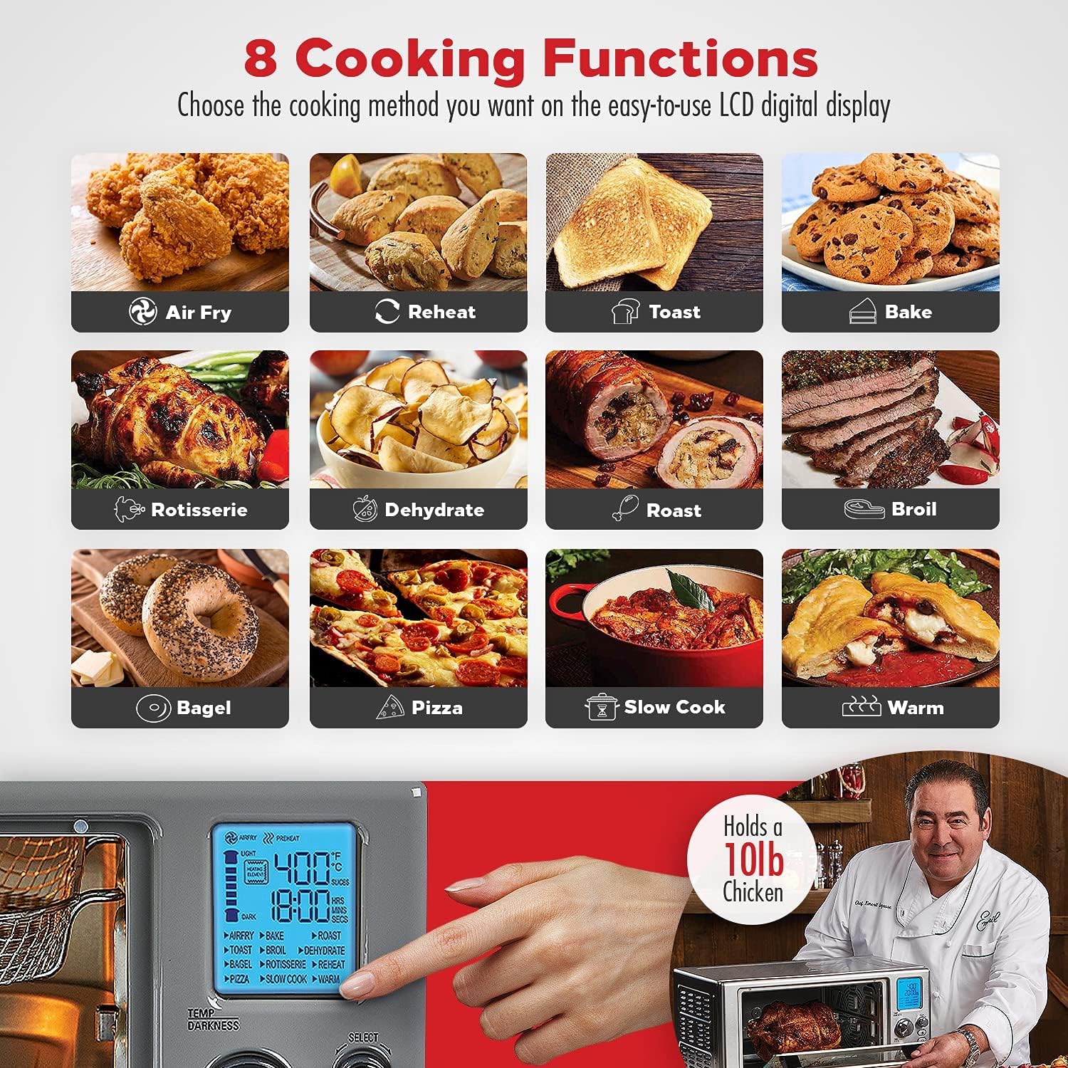 1759733520_Emeril-Lagasse-Everyday-360-Stainless-Steel-Air-Fryer-360°-Quick-Cook-Technology-XL-capacity-9-in-1-12-Pre-Set-Cooking-Functions-including-Bake-Rotisserie-Broil-Pizza-Slow-Cook-Toaster.jpg Emeril Lagasse Everyday 360 Stainless Steel Air Fryer, 360° Quick Cook Technology, XL capacity, 9-in-1, 12 Pre-Set Cooking Functions including Bake, Rotisserie, Broil, Pizza, Slow Cook, Toaster - Image 4