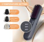 Hot Comb Electric, Cordless Mini Hair Straightener Brush, Rechargeable Heated Hair Brush with 3 Temp Settings, Auto Shut-Off, Travel Portable Small Hair Straightening Comb for Women - Image 4