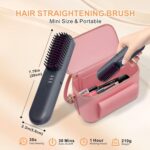 Hot Comb Electric, Cordless Mini Hair Straightener Brush, Rechargeable Heated Hair Brush with 3 Temp Settings, Auto Shut-Off, Travel Portable Small Hair Straightening Comb for Women - Image 6