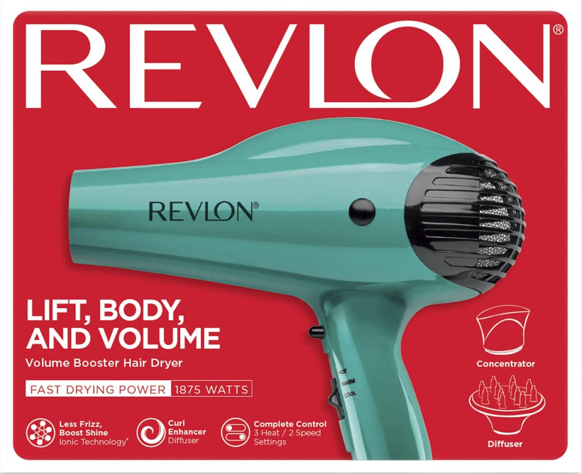 Revlon Volume Booster Hair Dryer | 1875W for Voluminous Lift and Body, (Green) - Image 8