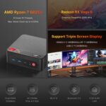 P4 Light Gaming Mini PC, Ryzen 7 5825U, 32GB RAM 1TB SSD, 11 Pro Triple 4K 60HZ Displays Desktop Computers, Support PS3 Emulator Micro PC, HDMI+DP+Type-C, WiFi 6E, BT5.2, Dual 2.5GbE LAN - Image 3