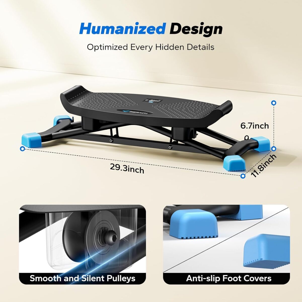 MERACH Balance Board with Resistance Bands, Portable Ski Balancing Machine Featuring LCD Monitor, 300 lbs Capacity Gibbon Balance Trainer for Full Body Workout - Image 10